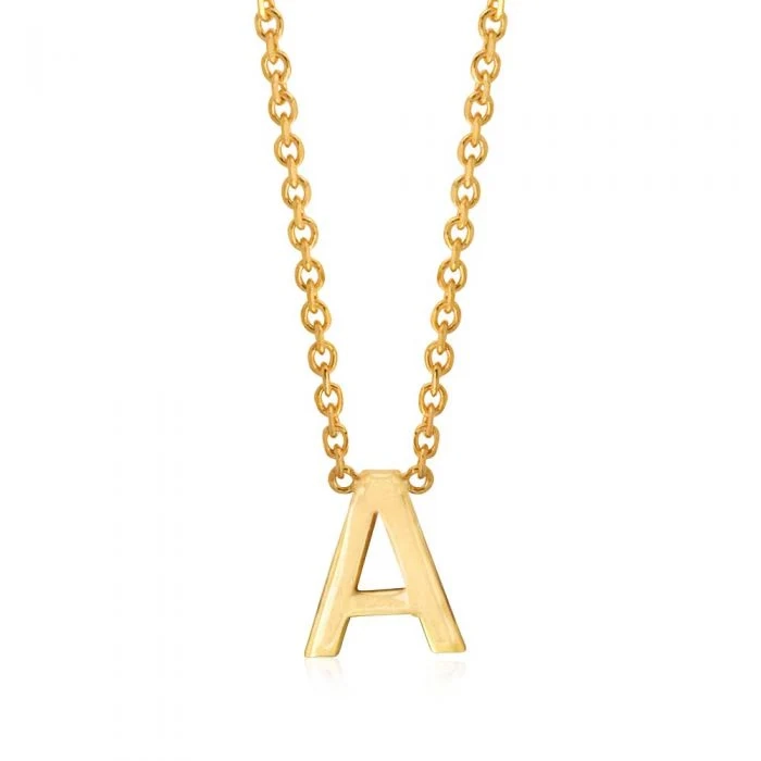 9ct Yellow Gold Initial "A" Pendant On 43cm Chain – Shiels Jewellers