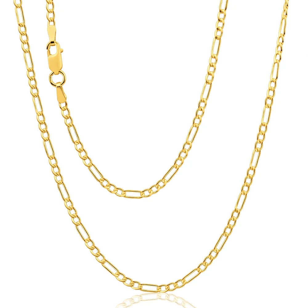 9ct Yellow Gold Silver Filled 50cm Figaro Chain 50 Gauge – Shiels Jewellers