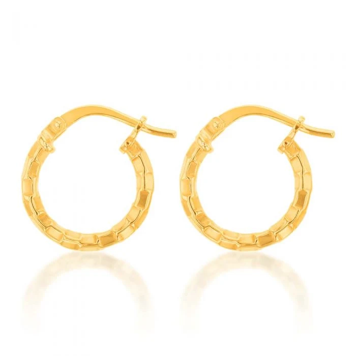 9ct Yellow Gold Silver Filled Fancy Hoop Earrings – Shiels Jewellers