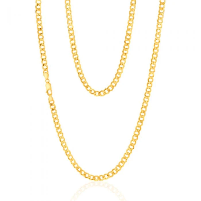 9ct Yellow Gold Silverfilled Flat Curb 120 Gauge 60cm Chain – Shiels Jewellers