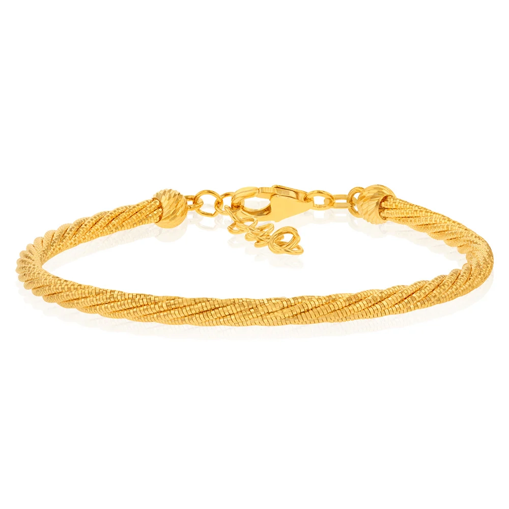 9ct Yellow Gold Sparkling Memory Omega 16+3cm Bracelet – Shiels Jewellers