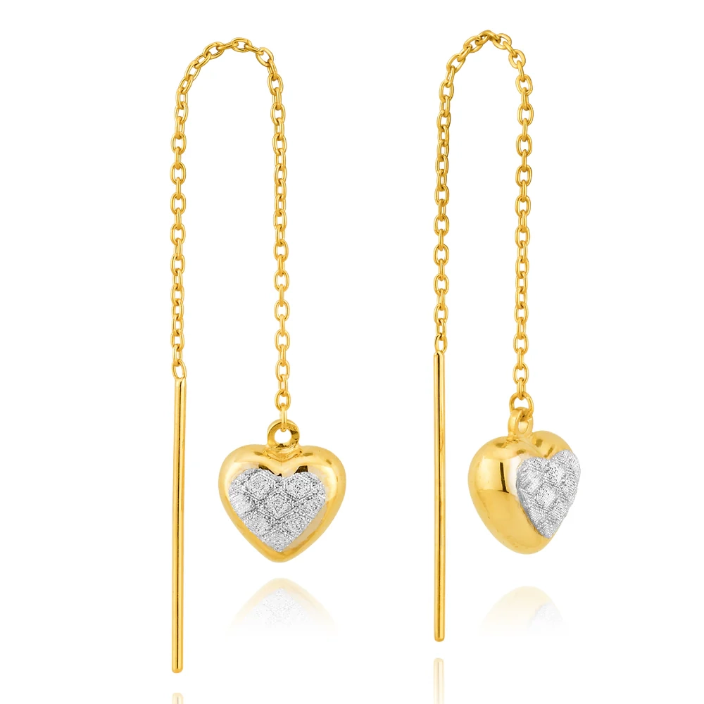 9ct Yellow Gold Stardust Heart Thread Silverfilled Earrings – Shiels Jewellers