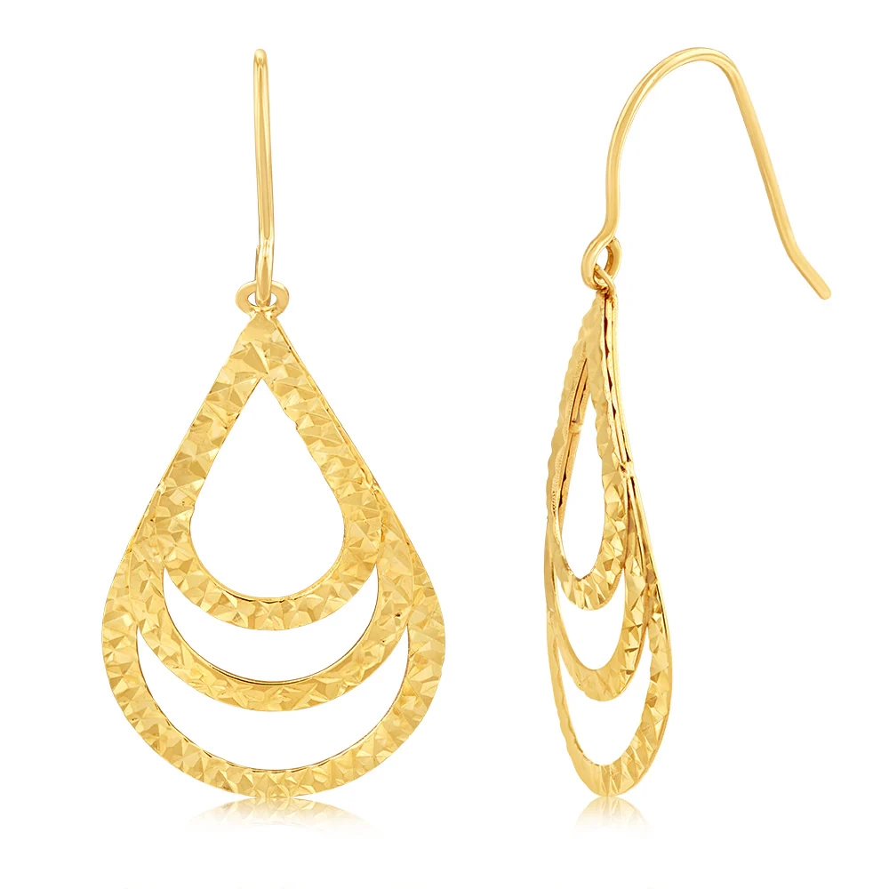 9ct Yellow Gold Triple Pear Drop Earrings – Shiels Jewellers