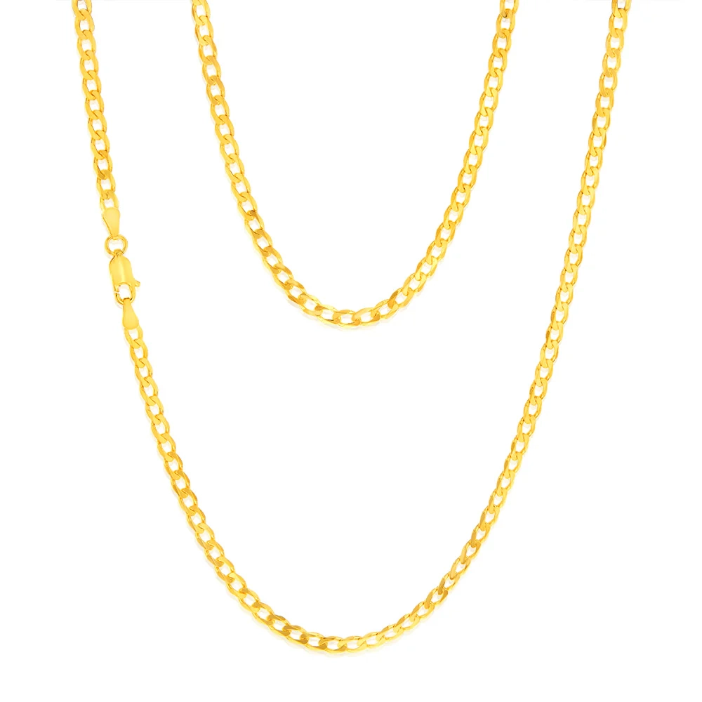 9ct Yellow Solid Gold 50cm Curb Chain 100Gauge – Shiels Jewellers