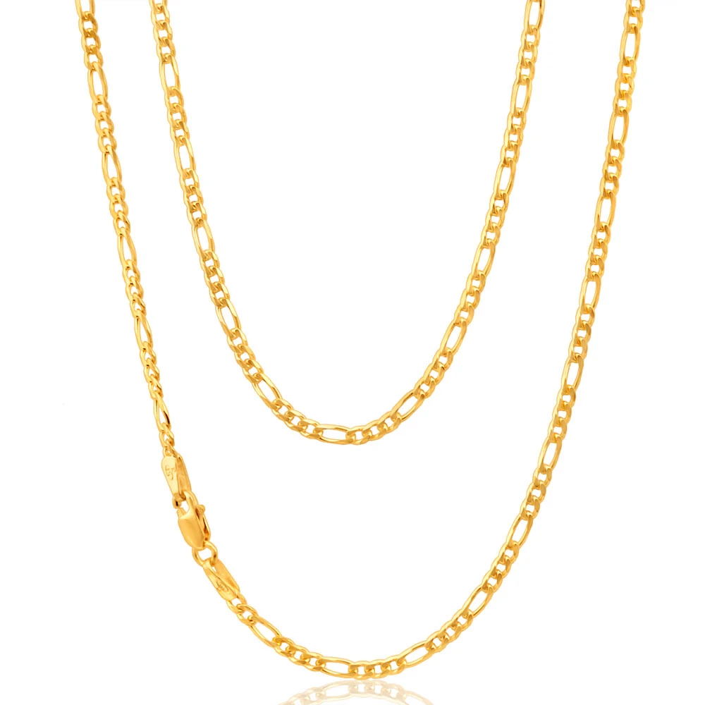 9ct Yellow Solid Gold Figaro 1:3 50cm Chain 60Gauge – Shiels Jewellers