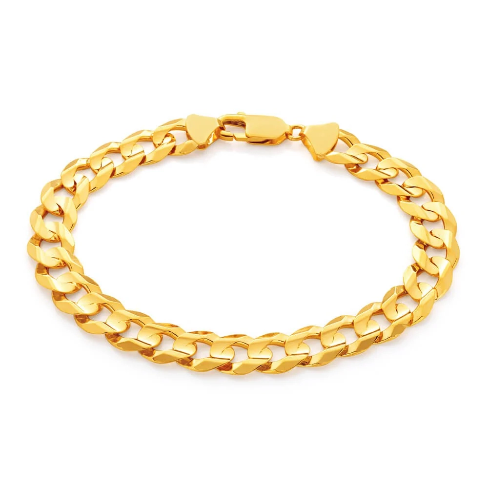 9ct Yellow Solid Gold Heavy Curb 21cm Bracelet 220 Gauge with a Parrot – Shiels Jewellers