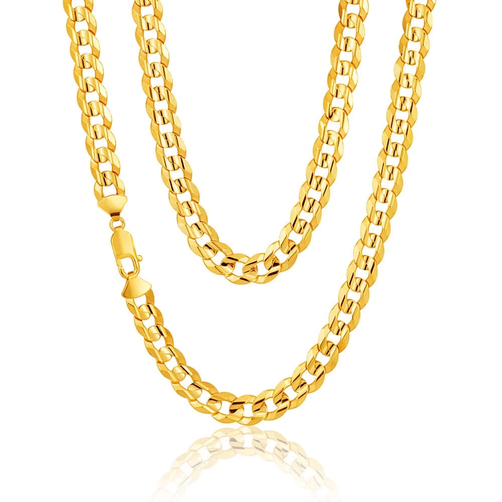 9ct Yellow Solid Gold Heavy Curb 55cm Chain 220 Gauge with a Parrot Cl – Shiels Jewellers