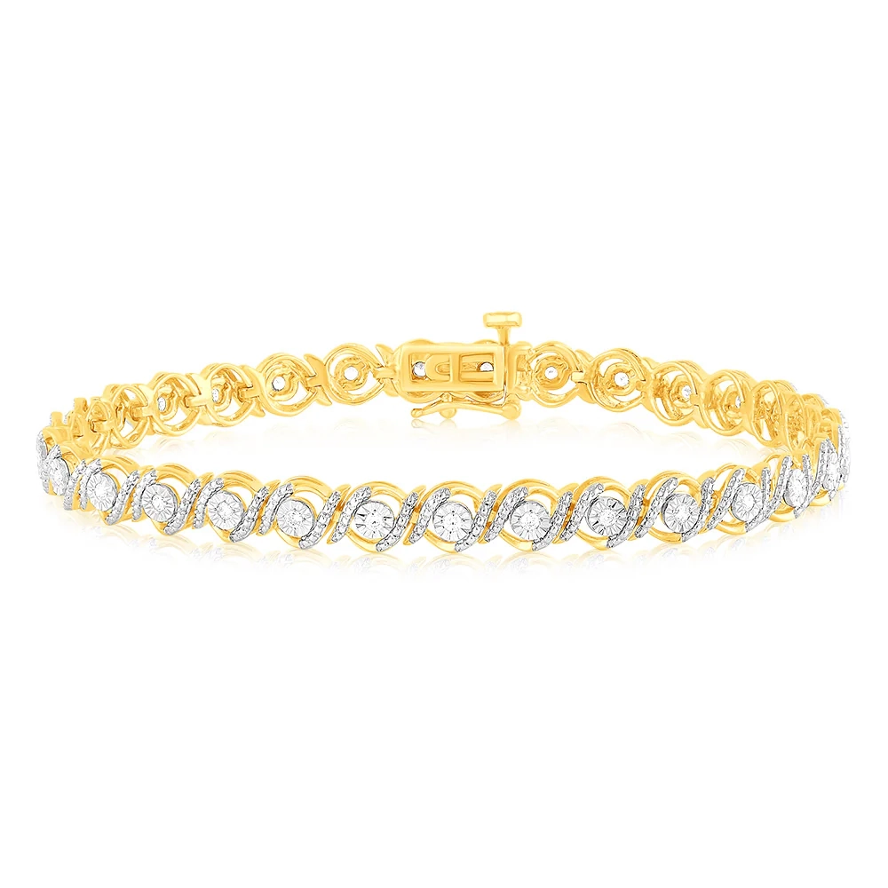 Gold Plated Sterling Silver 0.45 Carat 18cm Diamond Bracelet – Shiels Jewellers