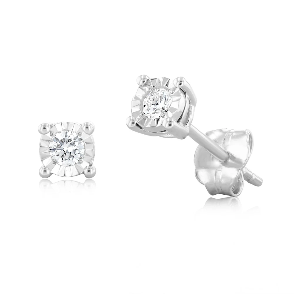 Luminesce Lab Grown 1/10 Carat Diamond Stud Earrings In Sterling Silve – Shiels Jewellers