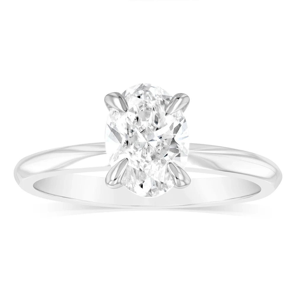 Luminesce Lab Grown 14ct White Gold 1 Carat Certified Oval Solitaire E – Shiels Jewellers