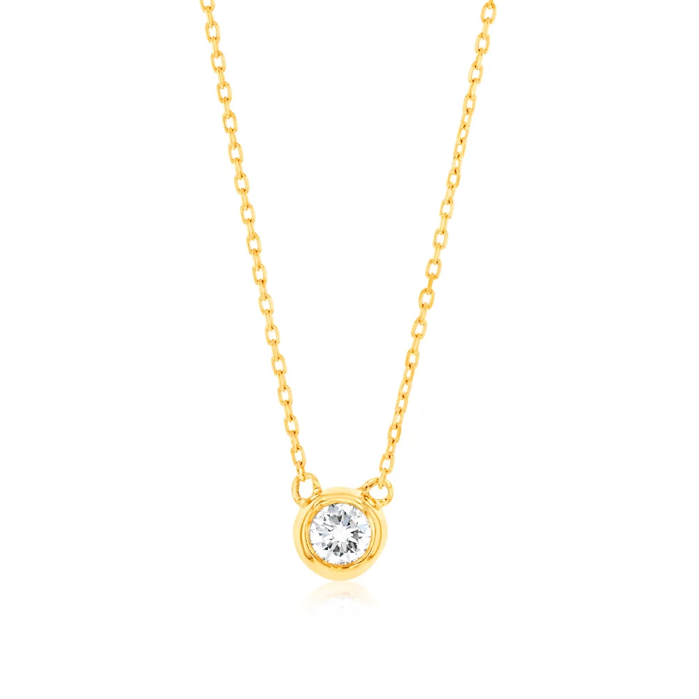 Luminesce Lab Grown Solitaire Diamond 15-19Pt Pendant in 9ct Yellow Go – Shiels Jewellers