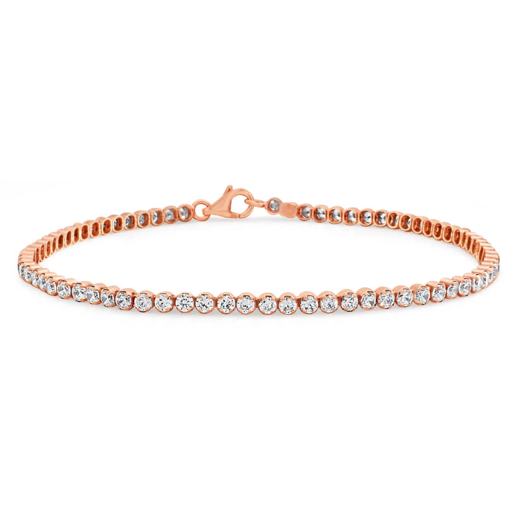 Rose Gold Plated Sterling Silver Cubic Zirconia 19cm Tennis Bracelet – Shiels Jewellers