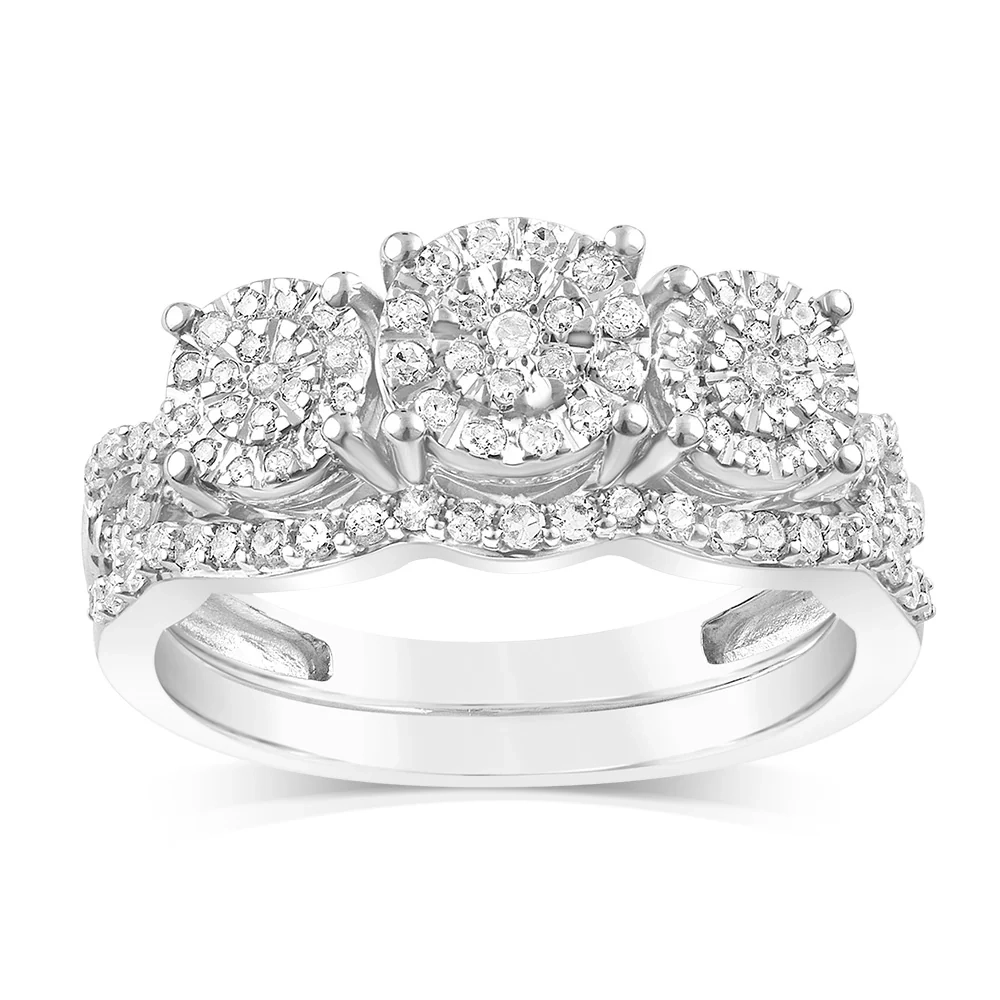 Sterling Silver 0.45 Carat Diamond Bridal 2Ring Set – Shiels Jewellers