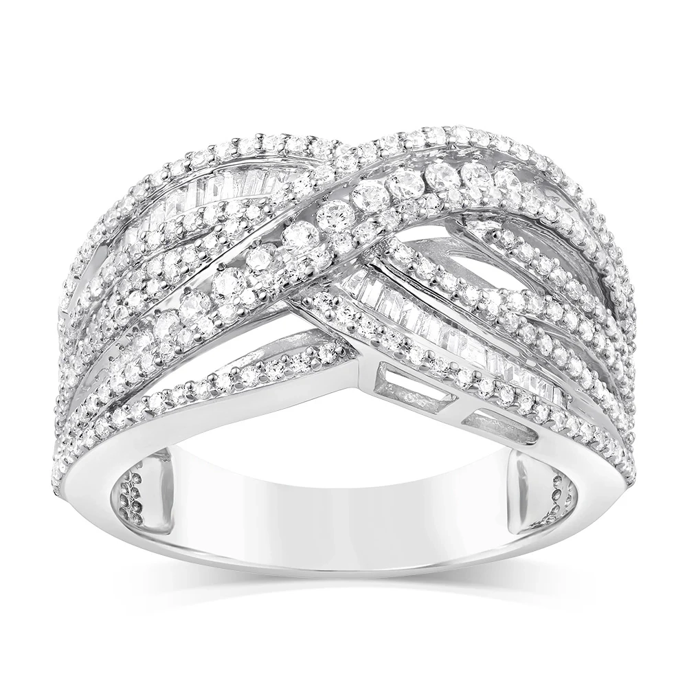 Sterling Silver 0.95 Carat Diamond Ring With Round and Baguette Cut Di – Shiels Jewellers