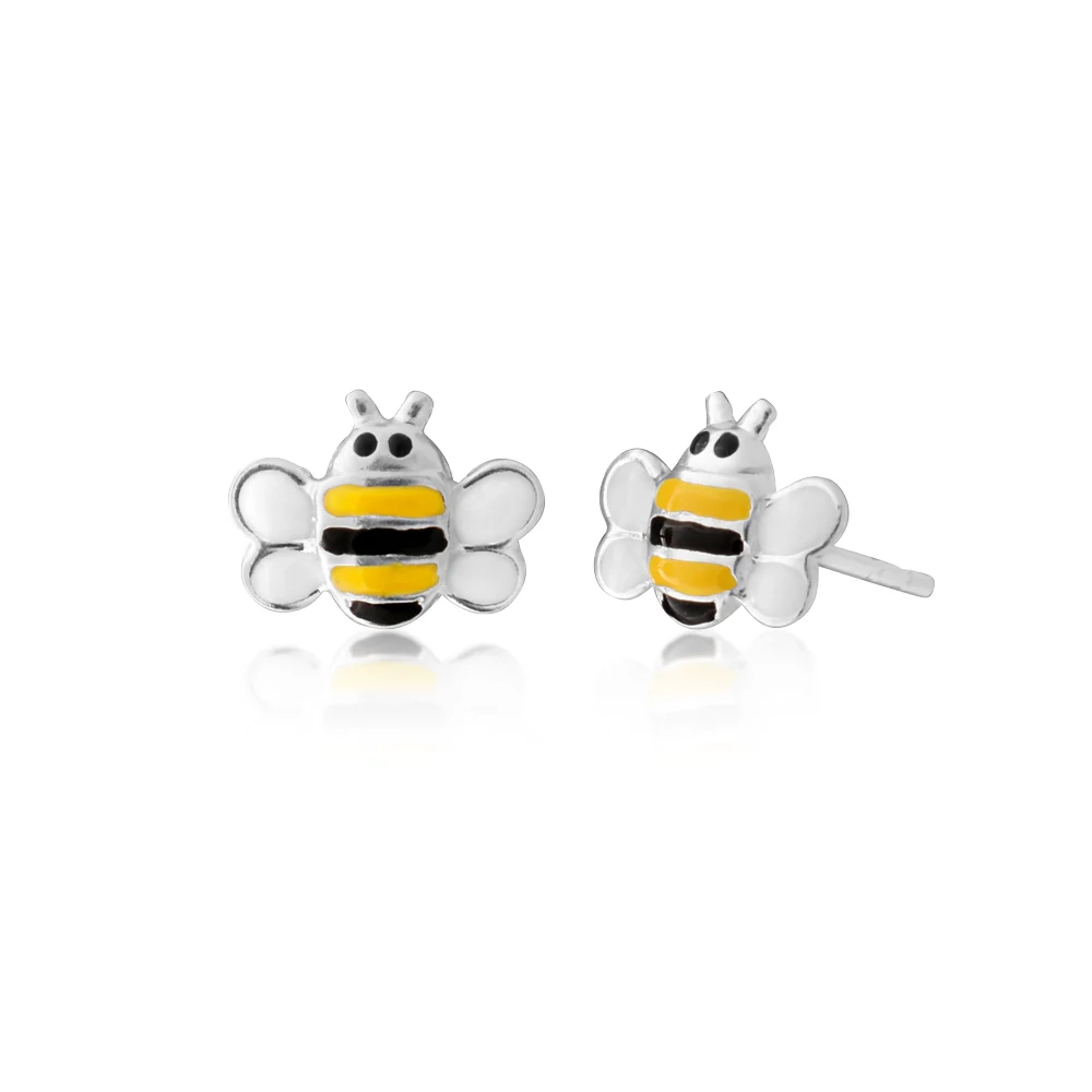 Sterling Silver Black and Yellow Bee Stud Earrings – Shiels Jewellers