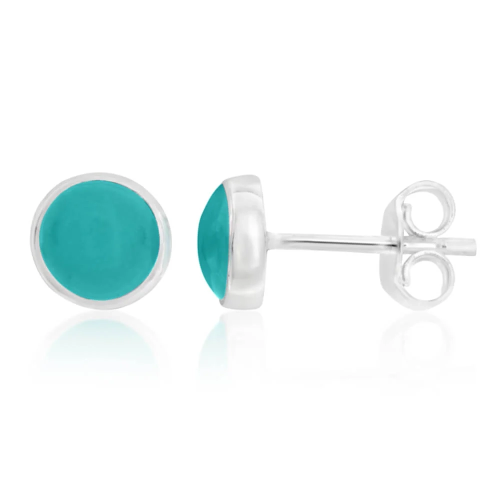 Sterling Silver Blue Enamel Dome Stud Earrings – Shiels Jewellers