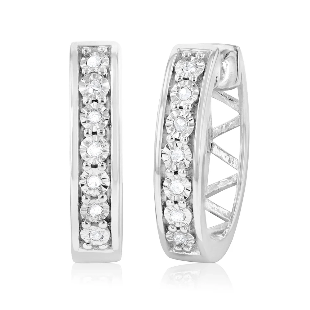 Sterling Silver Diamond Hoops Earrings – Shiels Jewellers