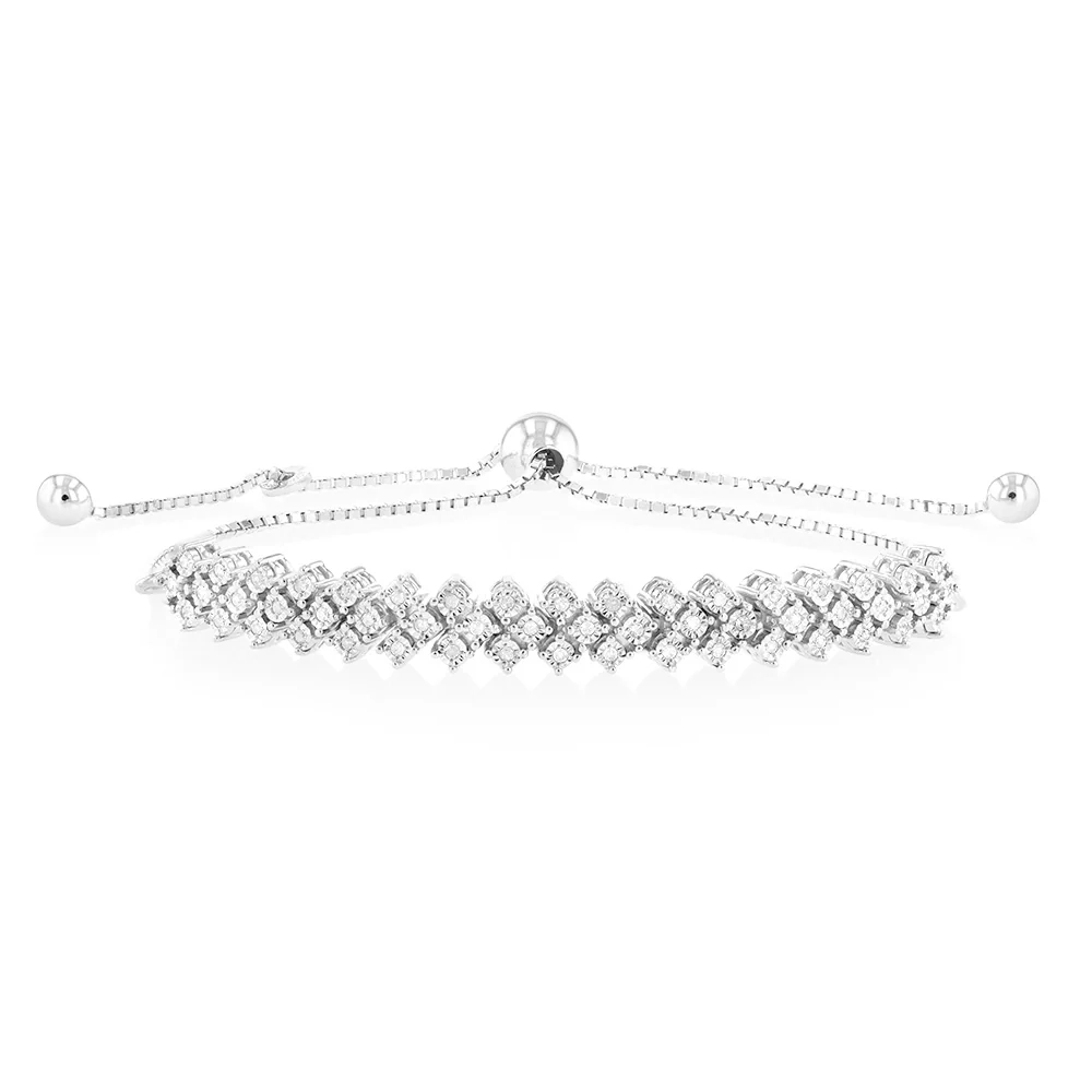 Sterling Silver Diamond Slider Bracelet with 52 Round Diamonds – Shiels Jewellers