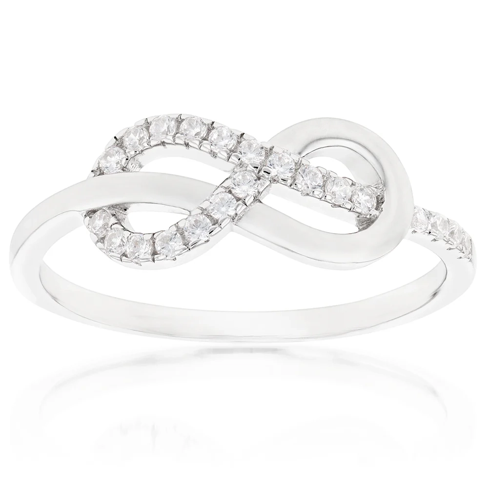 Sterling Silver Rhodium Plated Cubic Zirconia Infinity Ring – Shiels Jewellers