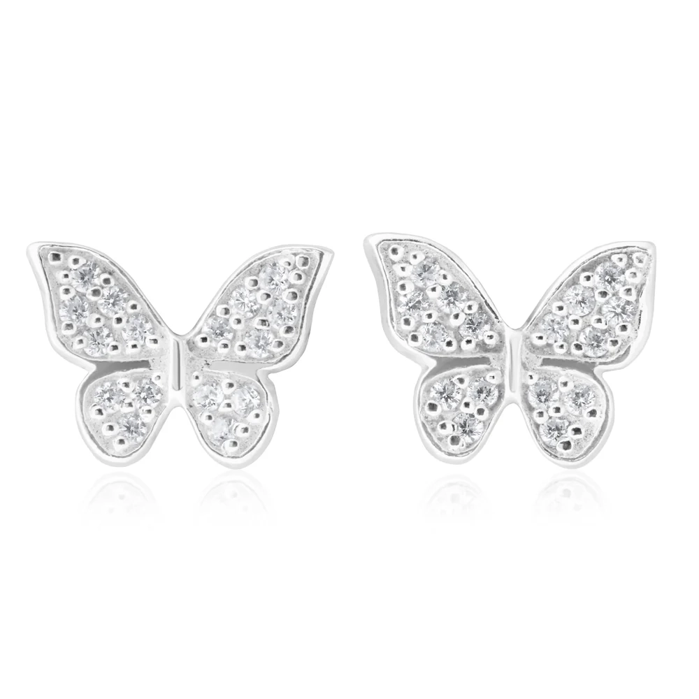 Sterling Silver Zirconia Butterfly Stud Earrings – Shiels Jewellers