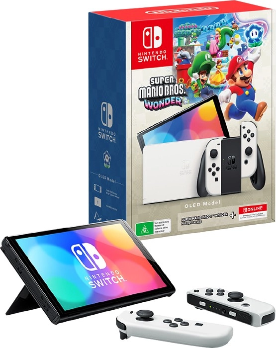 Nintendo Switch OLED Model White Super Mario Bros. Wonder + NSO 12 Months Hardware Bundle