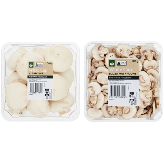 Australian Cup or Sliced Mushrooms 500g Pack