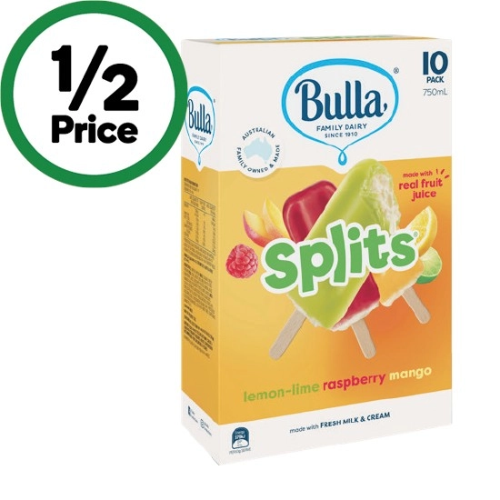 Bulla Everyday or Variety Multipacks 472-750ml Pk 8-14 – From the Freezer