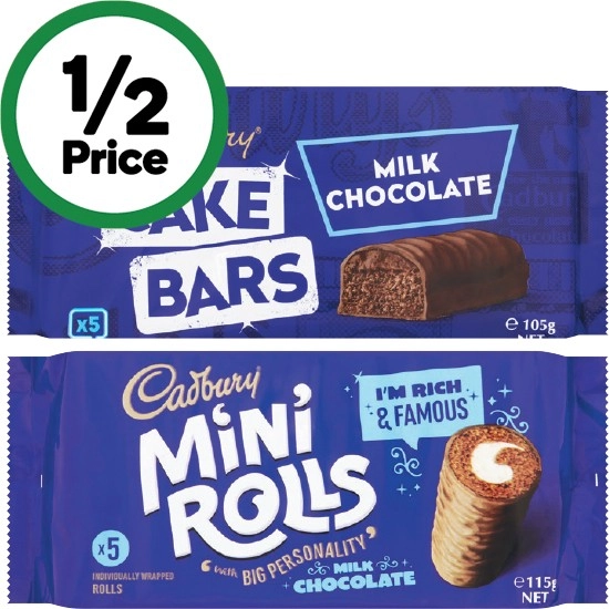 Cadbury Cake Bars or Rolls Pk 5