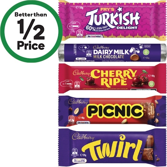 Cadbury Medium or Europe Bars 30-55g