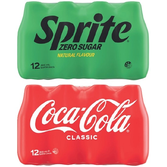 Coca-Cola Classic or Zero Sugar, Fanta Zero Sugar, Sprite Zero Sugar or Coke Vanilla Zero Sugar Soft Drink Varieties 12 x 300ml