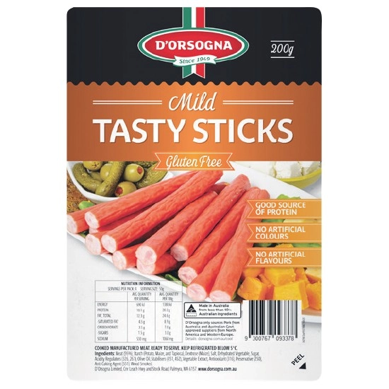 D’Orsogna Tasty Sticks 200g – From the Fridge