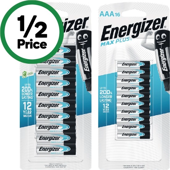 Energizer Max Plus Batteries AA or AAA Pk 16