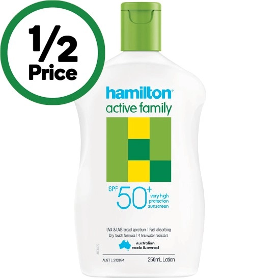 Hamilton Active Family Sunscreen Lotion SPF50+ 250ml~