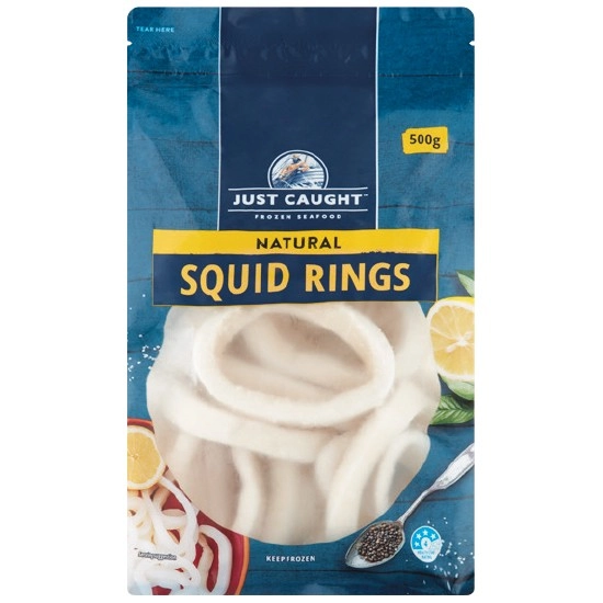 Just Caught Natural Squid Rings 500g