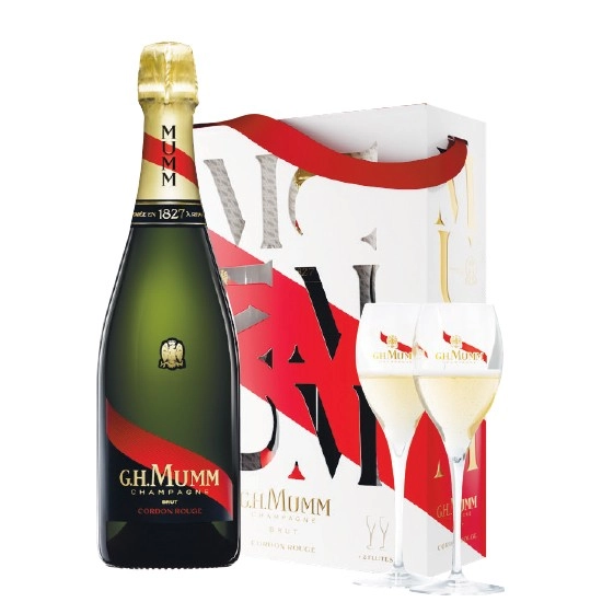 Mumm Cordon Rouge Champagne NV + 2 Flutes Gift Pack 750ml