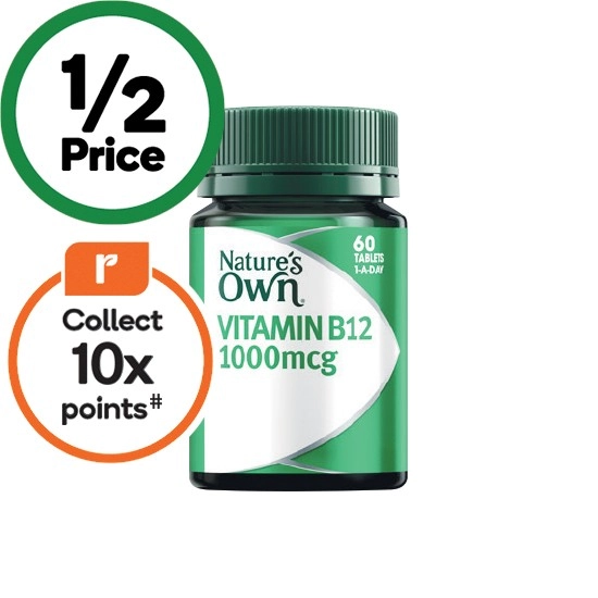 Nature’s Own Vitamin B12 1000mcg Tablets Pk 60~