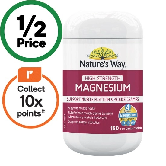 Nature’s Way High Strength Magnesium Tablets Pk 150~