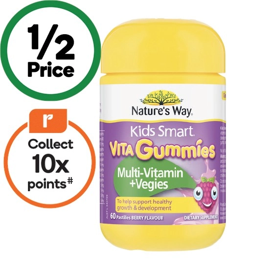 Nature’s Way Kids Smart Vita Gummies Multi-Vitamin + Vegies Pk 60~