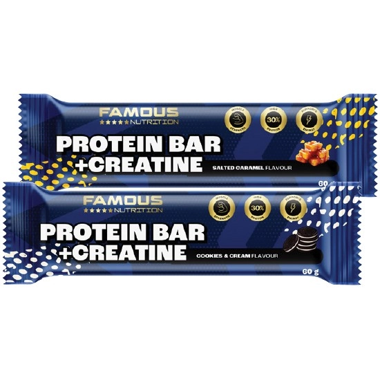 NEW Famous Nutrition Protein Bar + Creatine 60g~