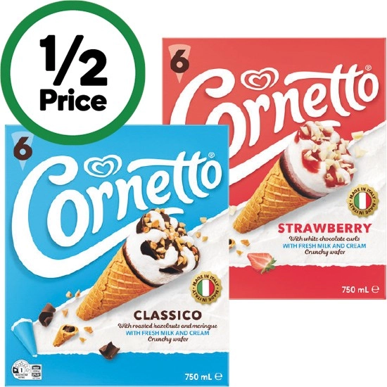 Streets Cornetto Ice Cream 750ml Pk 6 – From the Freezer