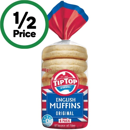 Tip Top English Muffins Varieties Pk 6