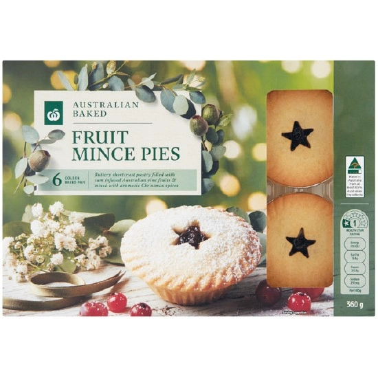 Woolworths Australian Baked Fruit Mince Pies Pk 6