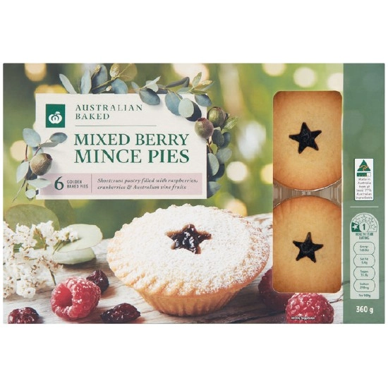 Woolworths Australian Baked Mixed Berry Mince Pies Pk 6