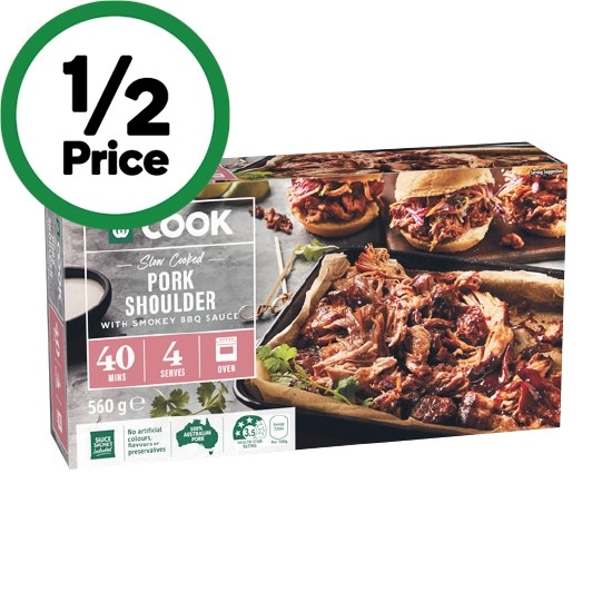 Woolworths COOK Pork Shoulder with BBQ Sauce 560g