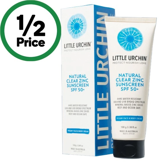 Little Urchin Natural Clear Zinc Sunscreen SPF50+ 100g*