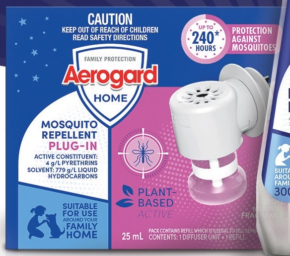 Aerogard Home Plant Based Mosquito Repellent Plug In + Refill 25mL