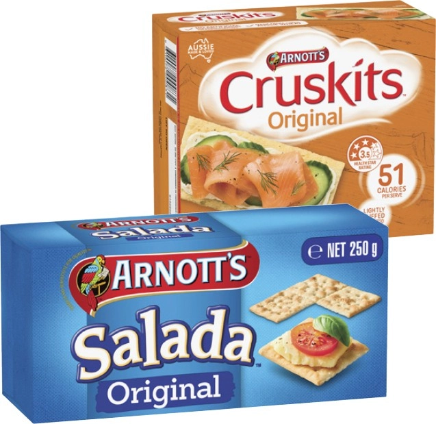 Arnott's Cruskits, Salada or Vita-Weat Crispbreads 125g-250g