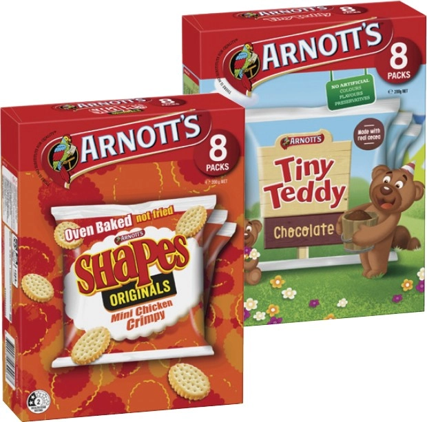 Arnott's Multipack Shapes or Tiny Teddy Biscuits 200g