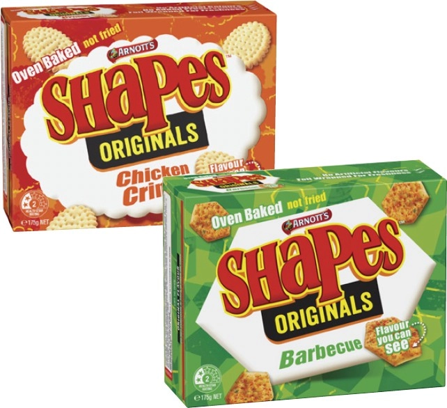 Arnott's Shapes Crackers 130g-190g