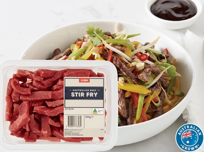 Coles Australian No Added Hormones Stir Fry Beef 500g